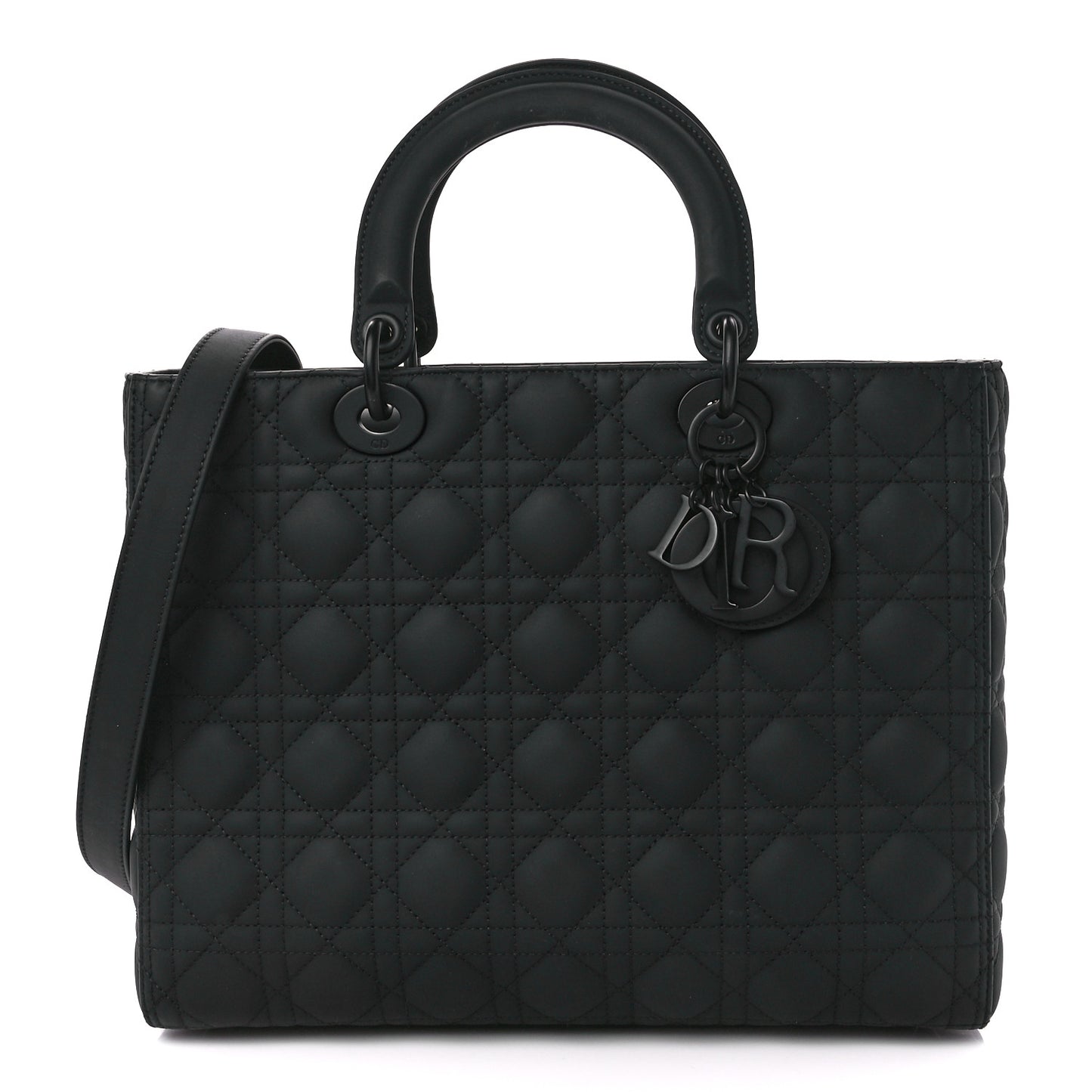 Ultra Matte Calfskin Cannage Large Lady Dior Black