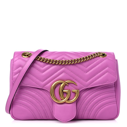 Gucci Calfskin Matelasse Medium GG Marmont Shoulder Bag Candy Mousse 1 of 9