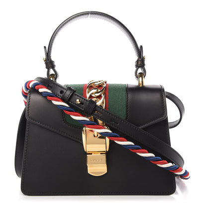 Gucci Calfskin Mini Sylvie Top Handle Bag Black 1 of 10