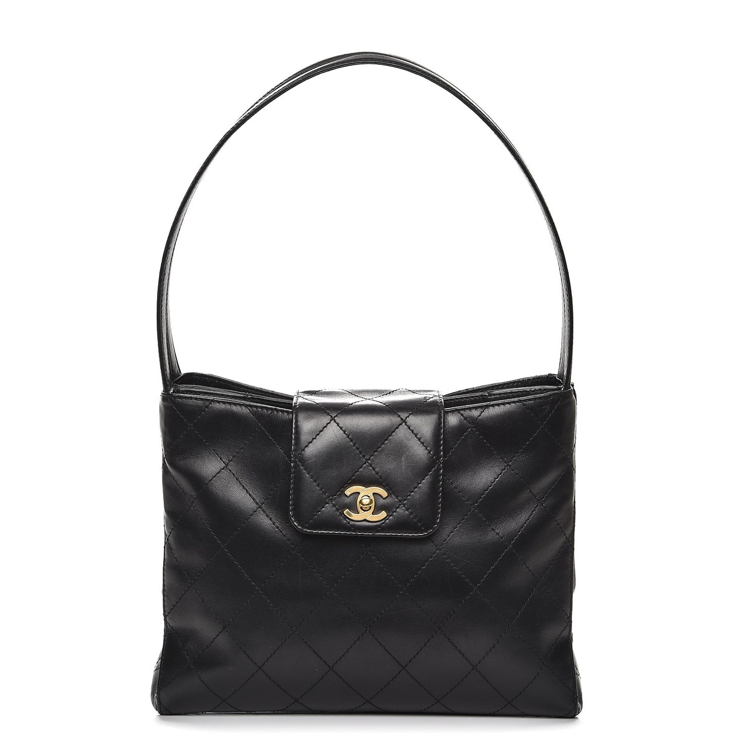 Calfskin Quilted Shoulder Bag Black