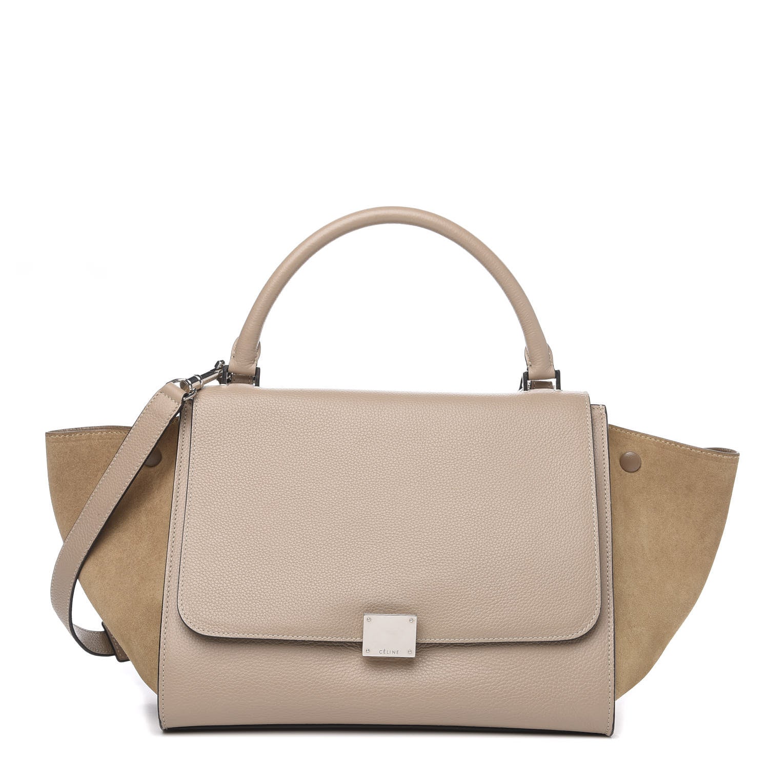 Celine Drummed Calfskin Suede Medium Trapeze Dune 1 of 10