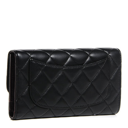 Chanel Lambskin Quilted Large Flap Wallet Black 3 of 7