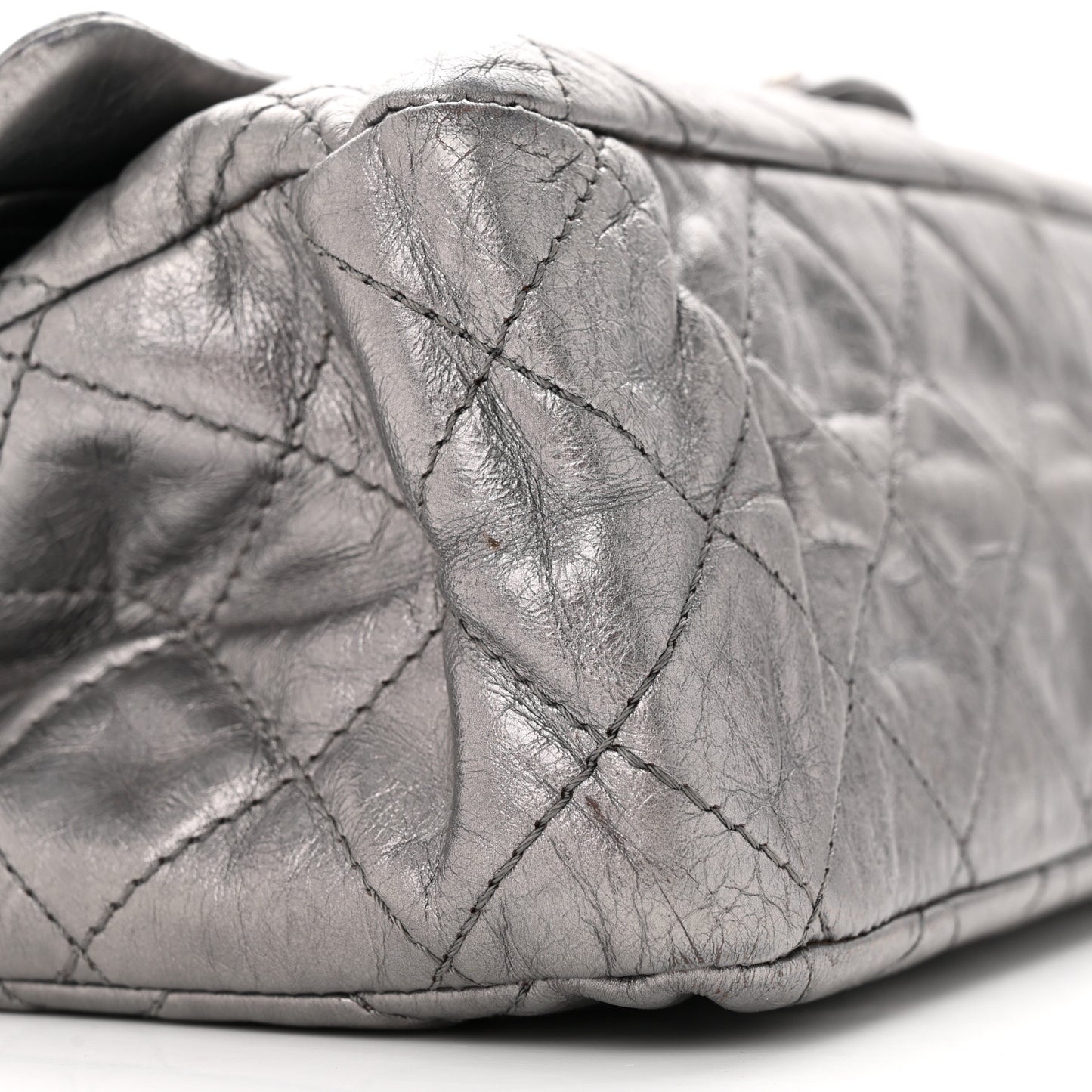 Metallic Aged Calfskin Quilted 2.55 Reissue 227 Flap Dark Silver