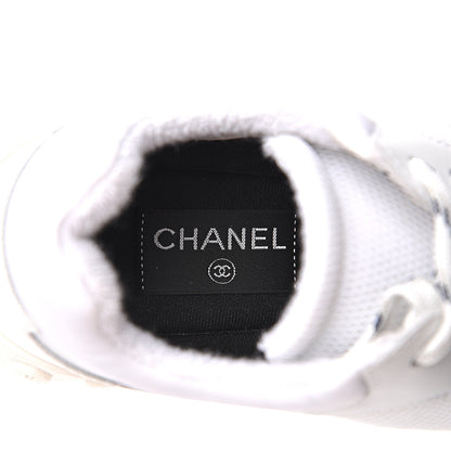 Chanel Calfskin Mesh Lycra Womens Logo Sneakers 39.5 White 7 of 10