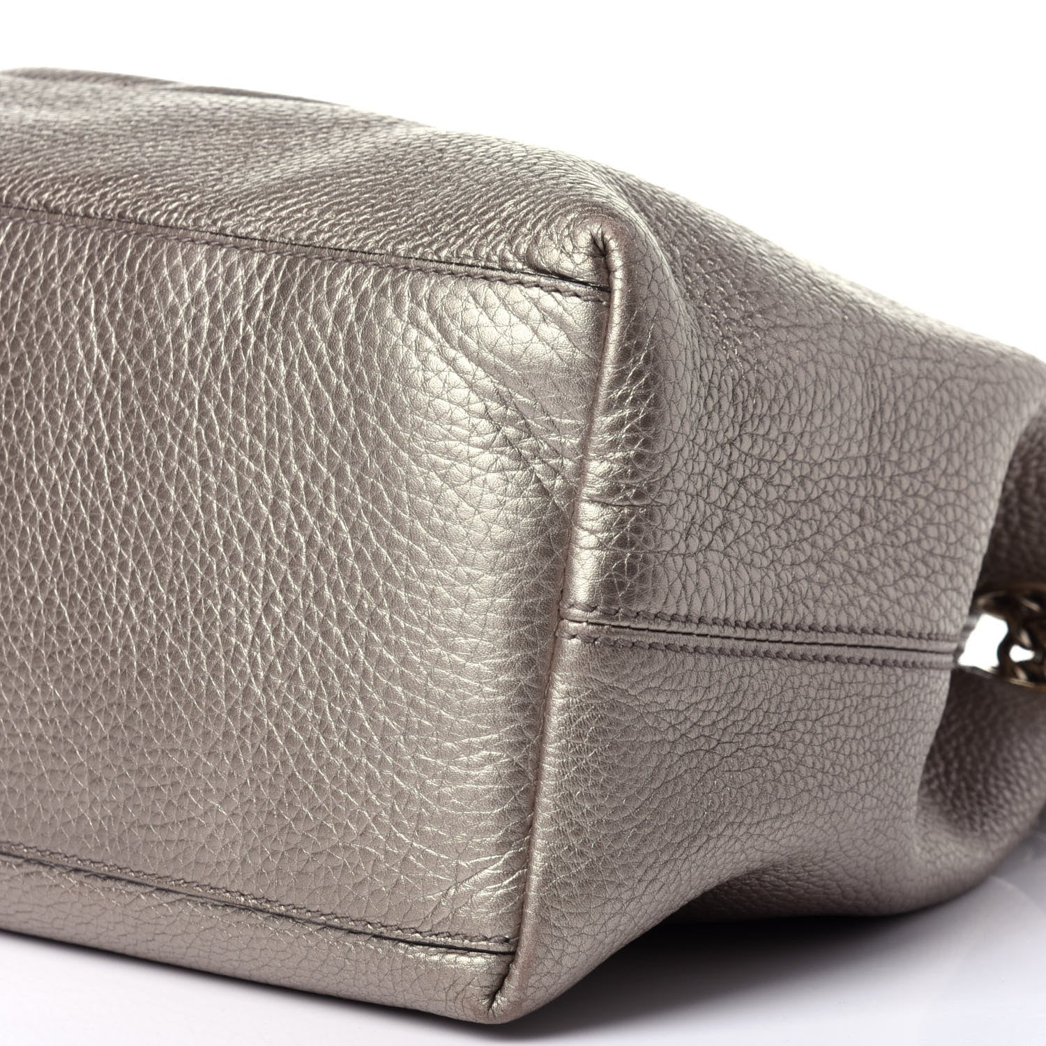 Gucci Metallic Pebbled Calfskin Medium Soho Chain Shoulder Bag Golden Beige 11 of 12