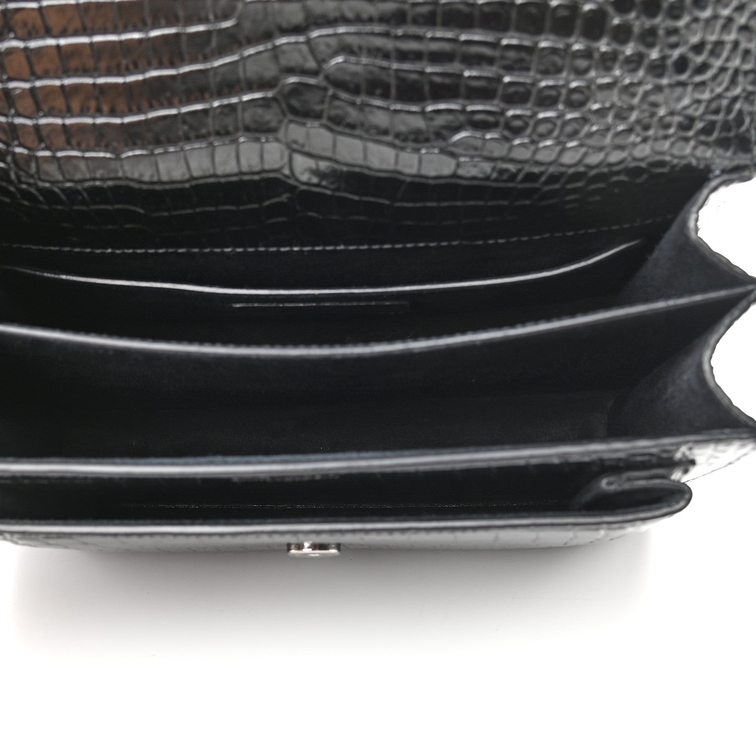 Saint Laurent Calfskin Crocodile Embossed Medium Monochrome Monogram Sunset Black 5 of 11