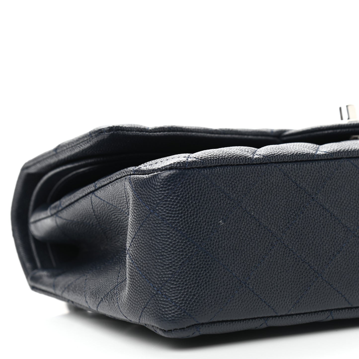 Caviar Quilted Medium Double Flap Navy