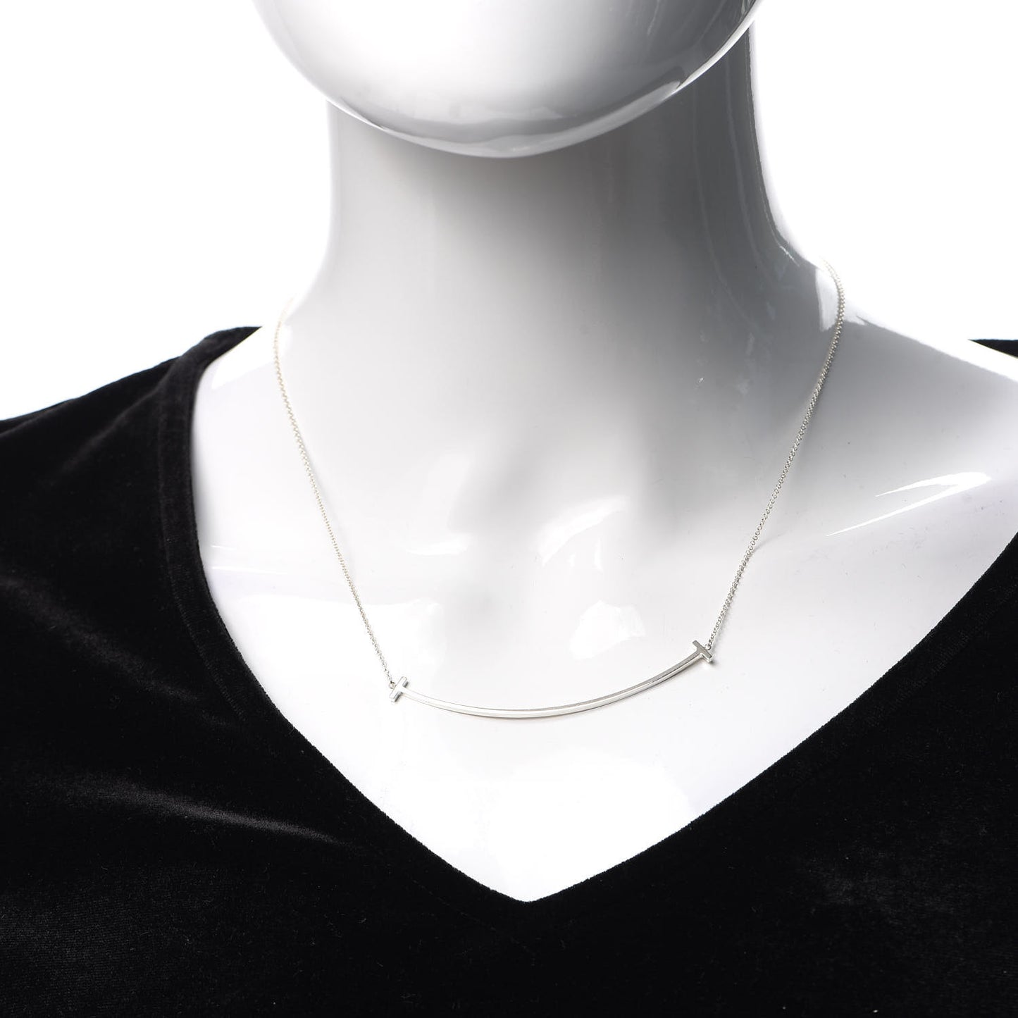 Sterling Silver Large T Smile Pendant Necklace