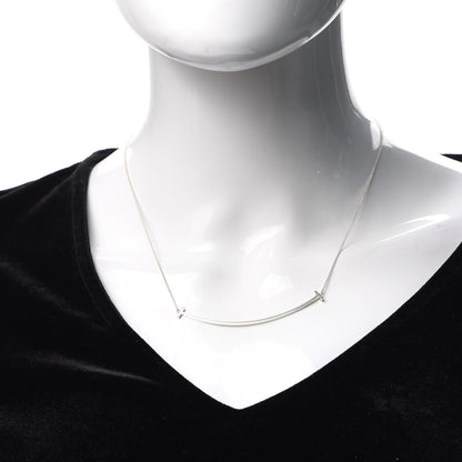 Tiffany Sterling Silver Large T Smile Pendant Necklace 2 of 7