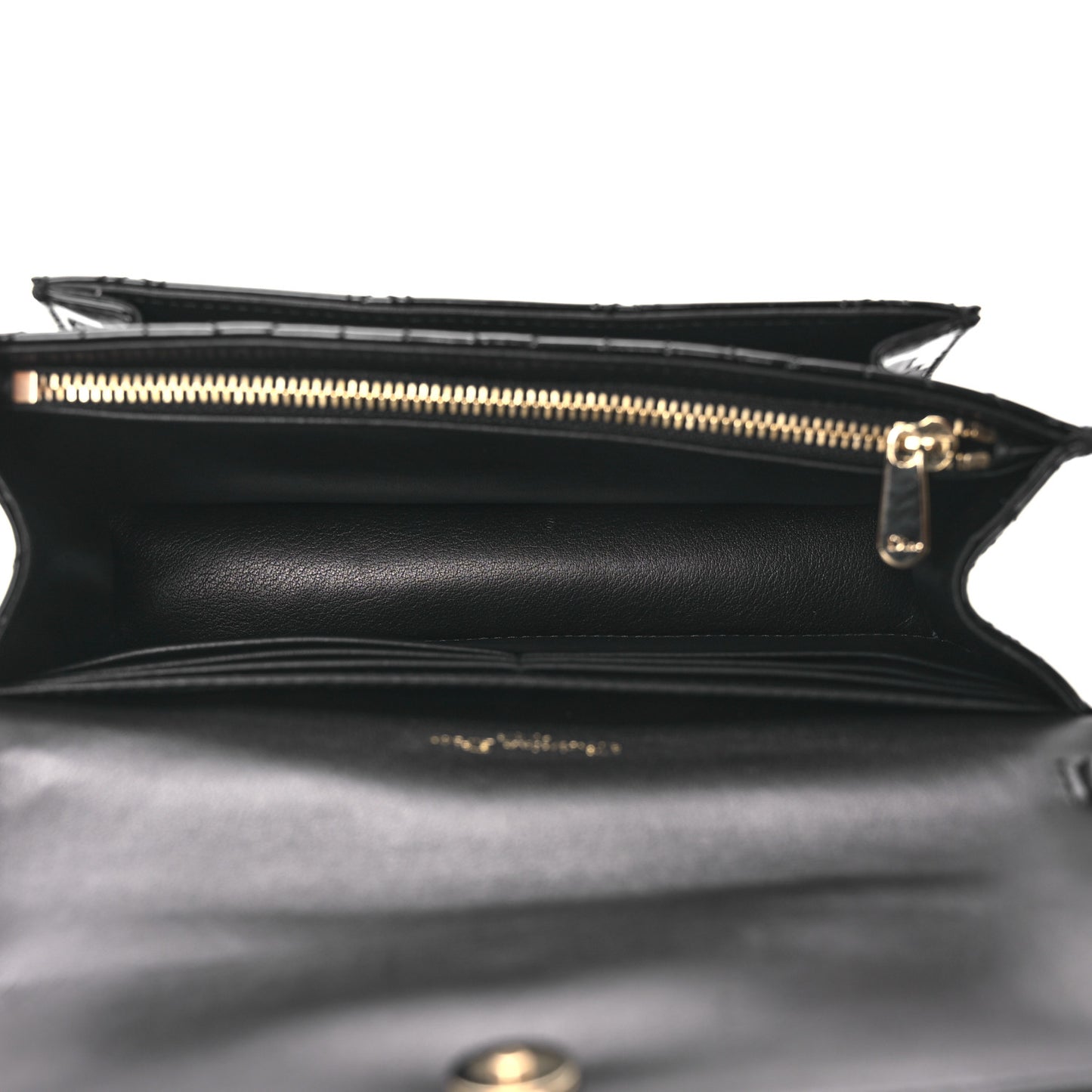 Patent Cannage Lady Dior Chain Pouch Black