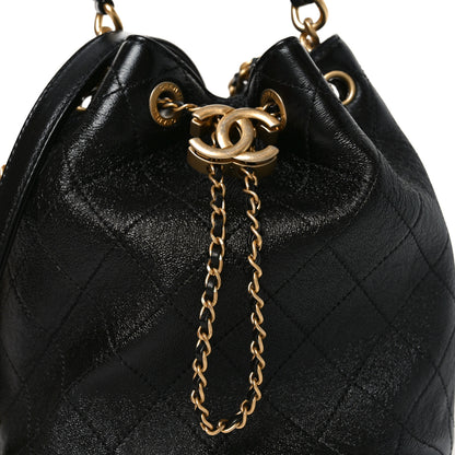 Chanel Shiny Lambskin Quilted Fashion Therapy Bucket Drawstring Bag Black 8 of 10