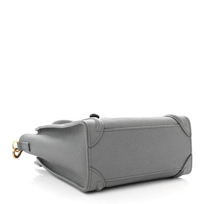 Celine Drummed Calfskin Nano Luggage Kohl 4 of 12