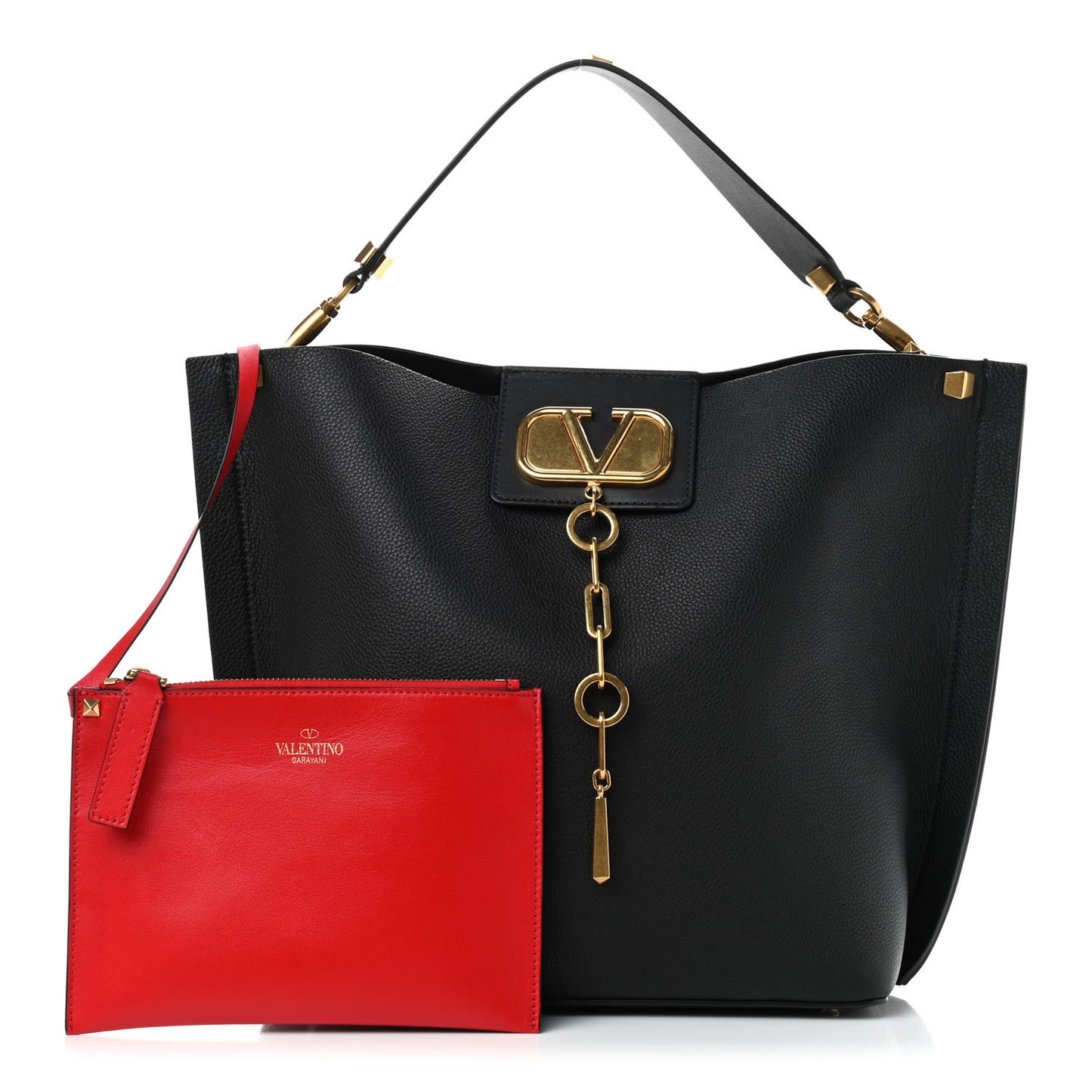 Grainy Calfskin Escape Hobo Bag Black