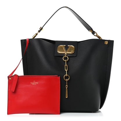 Valentino Garavani Grainy Calfskin Escape Hobo Bag Black 1 of 10
