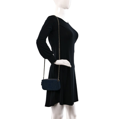 Chanel Lurex Straw Small Deauville Clutch With Chain Blue 2 of 13