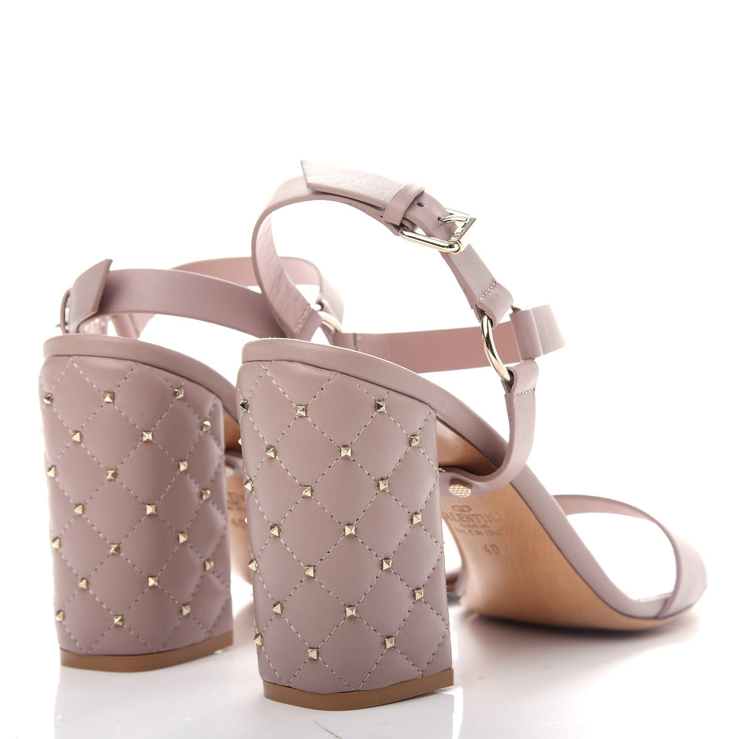 Valentino Garavani Calfskin Nappa Rockstud Spike 90mm Ankle Strap Sandals 40 Poudre 4 of 10