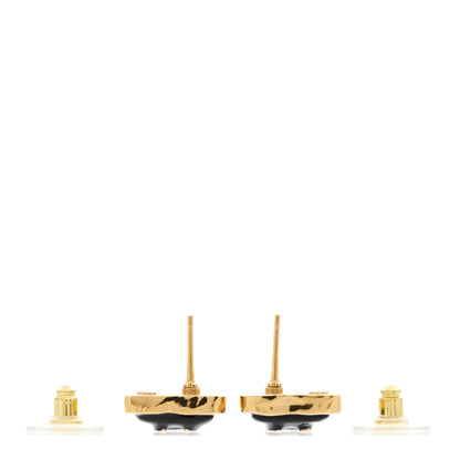 Chanel Resin CC Square Earrings Gold Black 4 of 5