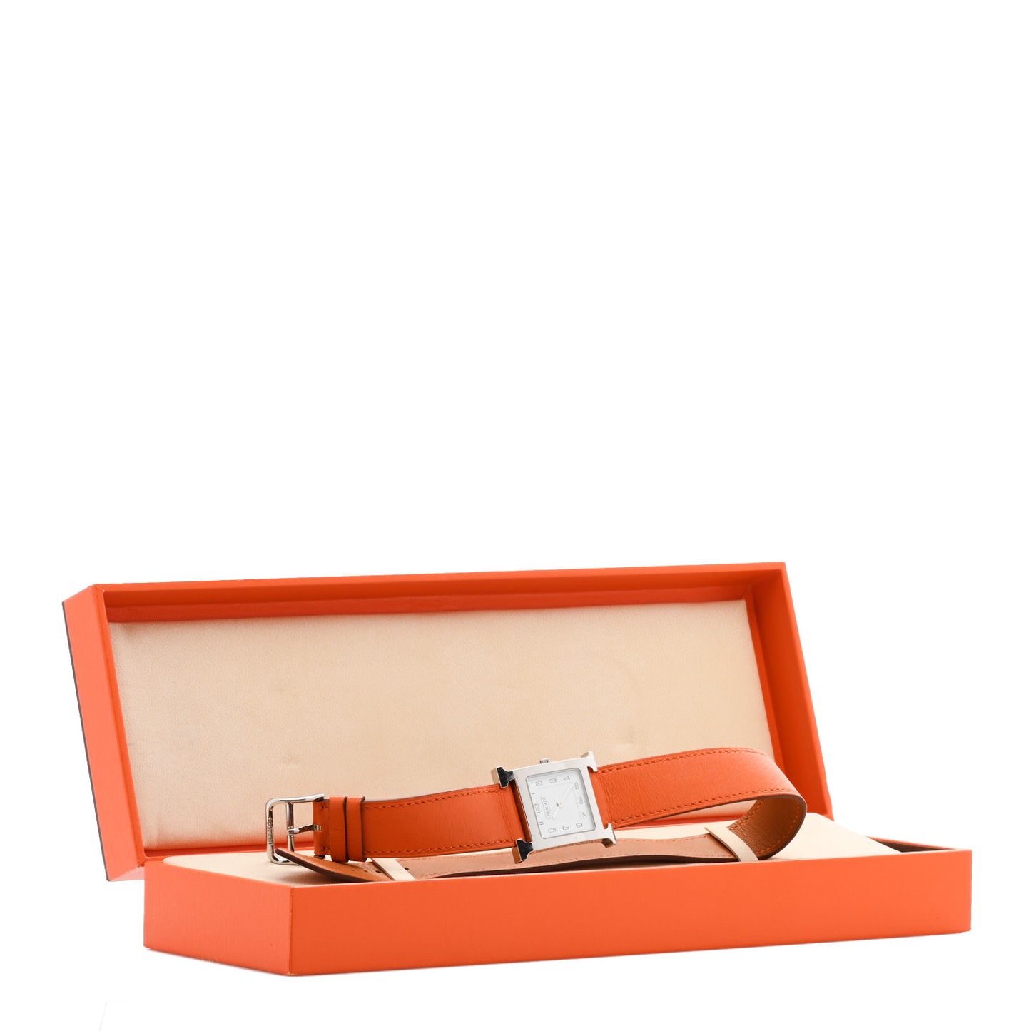 Stainless Steel Swift 26mm Heure H Hour Double Tour Quartz Watch Orange