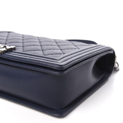 Chanel Calfskin Double Stitch Large Boy Flap Navy Blue 7 of 11