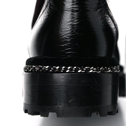 Chanel Crackled Calfskin Velvet Pearl Combat Short Boots 38 Black 11 of 14
