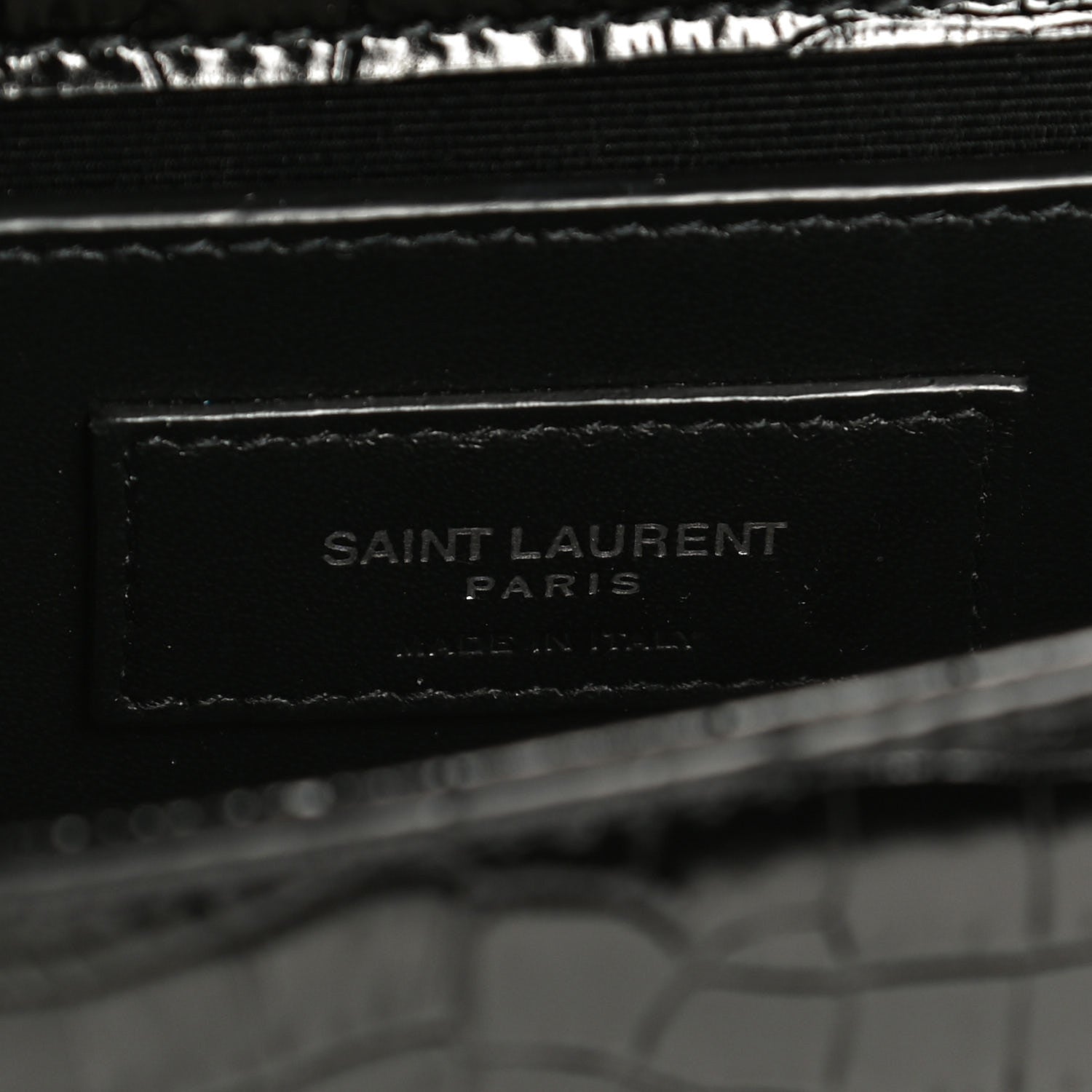 Saint Laurent Calfskin Crocodile Embossed Small Classic Monogram Kate Tassel Satchel Black 6 of 11