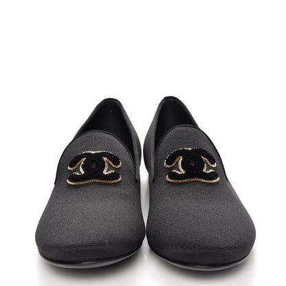 Chanel Stretch Fabric CC Moccasin Loafers 38 Black 2 of 9