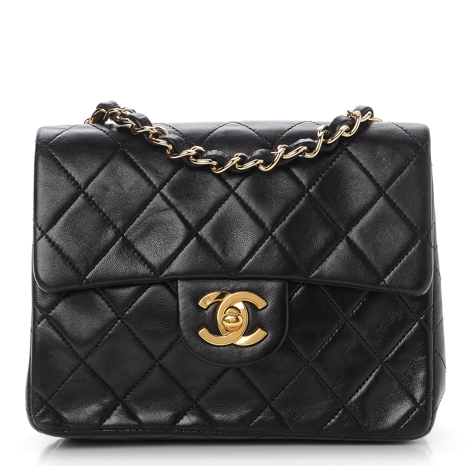 Chanel Lambskin Quilted Mini Square Flap Black 1 of 8