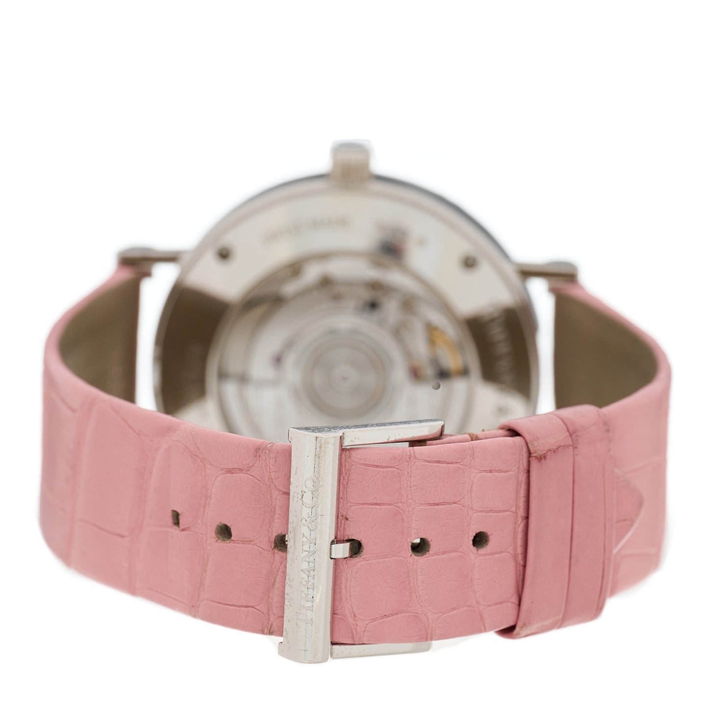 Sterling Silver Alligator 39mm Atlas Automatic Watch Pink