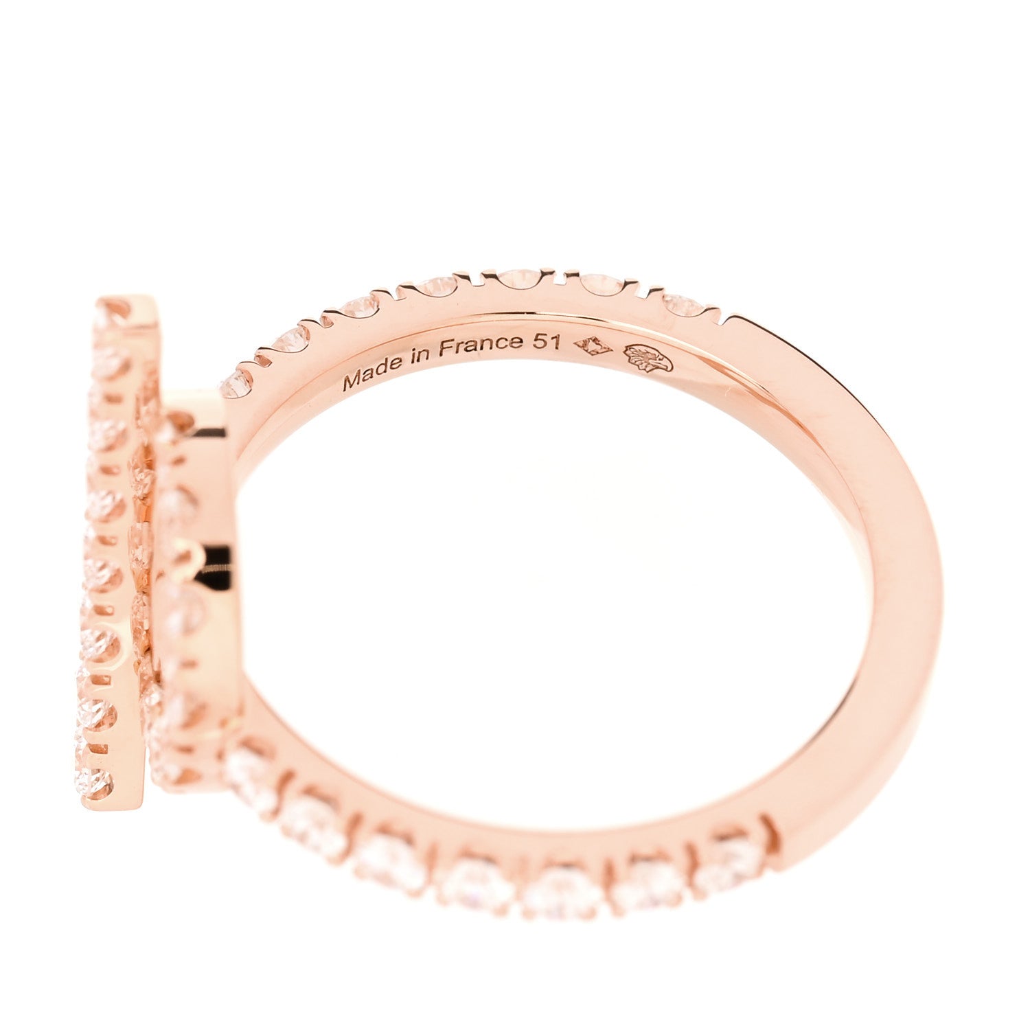 アクセサリー Hermes Corozo Ring Rose Gold/Pink/l Hermes 18K Rose Gold Diamond Finesse Ring 51 5.75 1875147