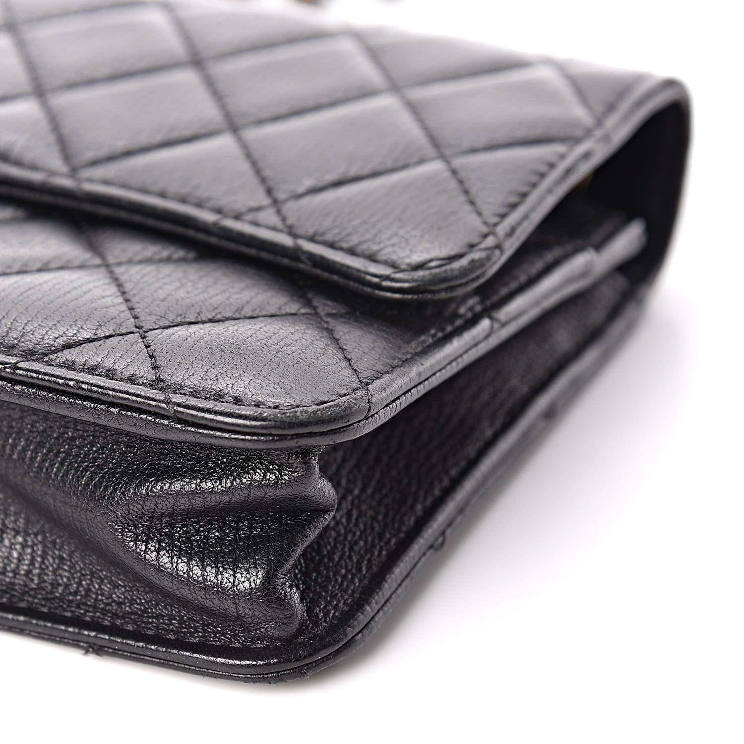 Chanel Calfskin Quilted CC Eyelet Wallet On Chain WOC Black 16 of 17