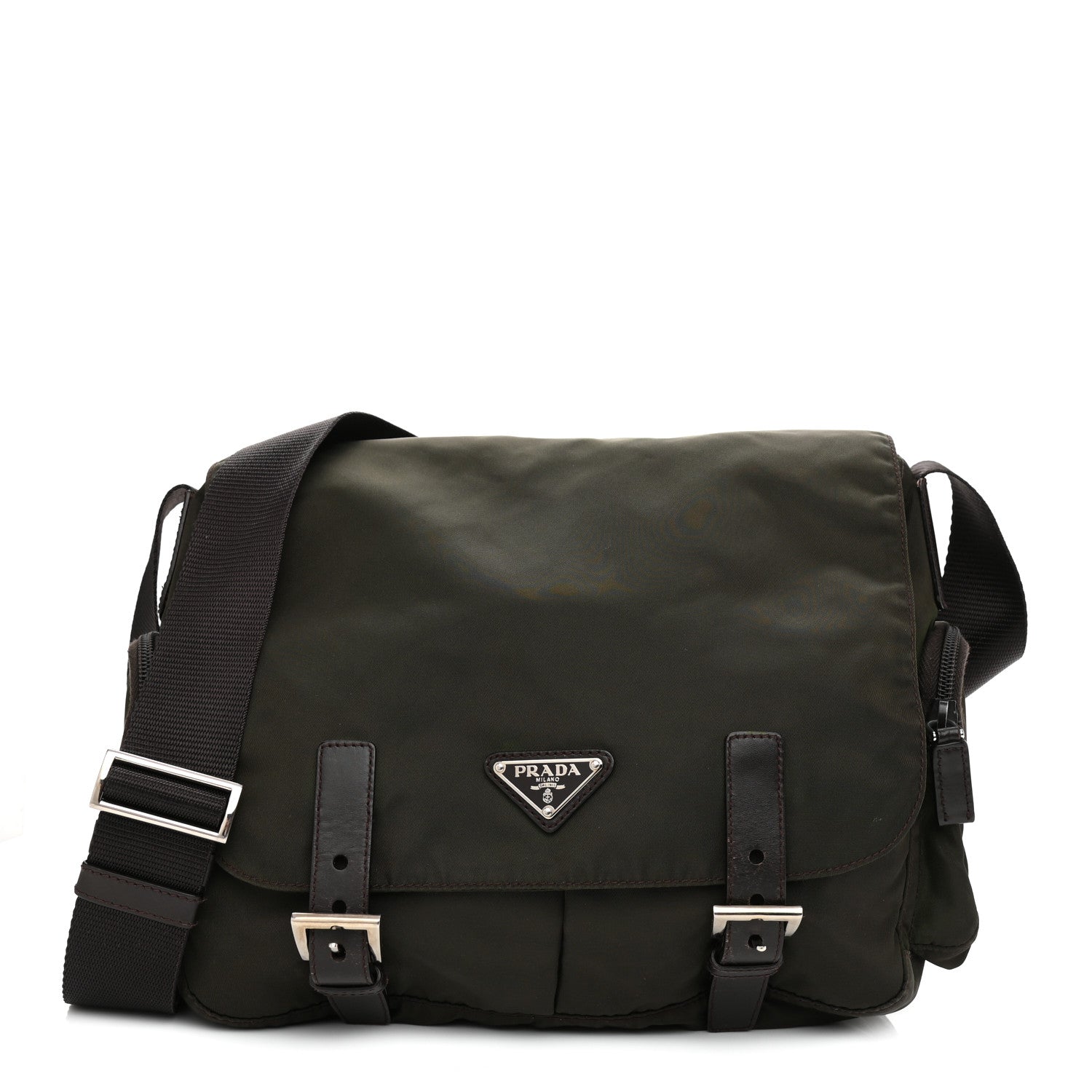 Prada Tessuto Nylon Saffiano Messenger Bag Mimetico 1 of 12