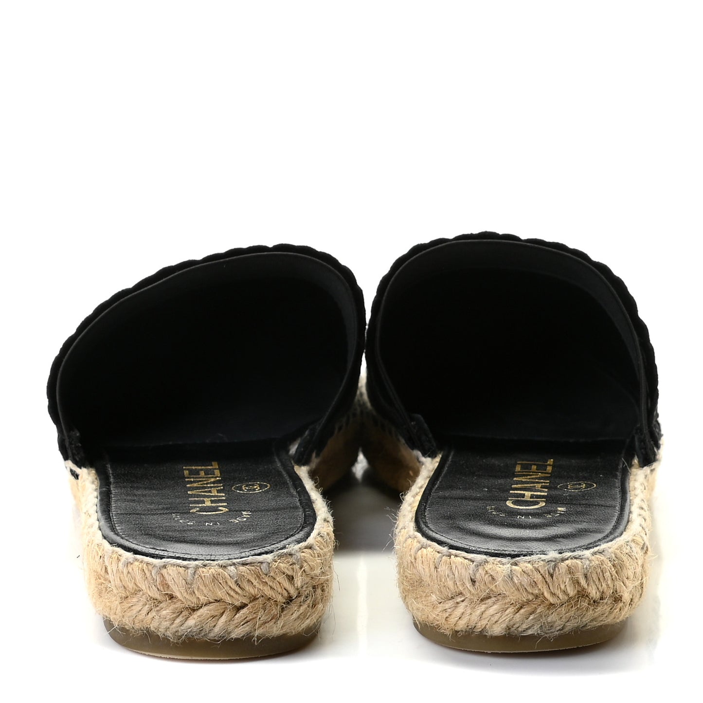 Lambskin CC Espadrille Mules 36 Black