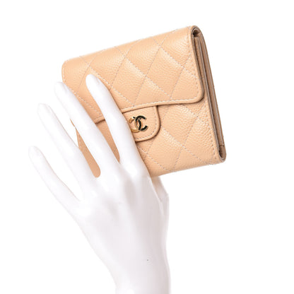 Chanel Caviar Quilted Compact Flap Wallet Beige 2 of 11