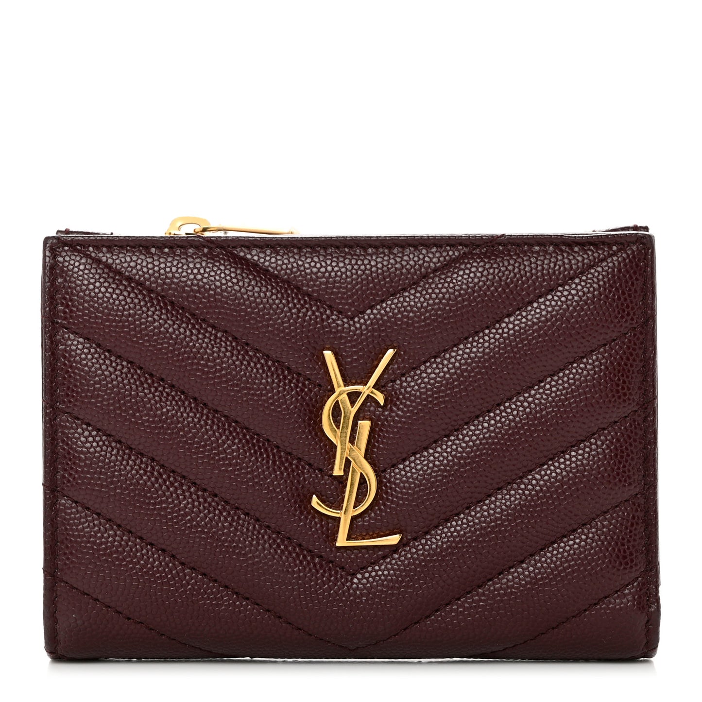 Grain De Poudre Matelasse Chevron Monogram Zipped Two-Part Wallet Rouge Legion