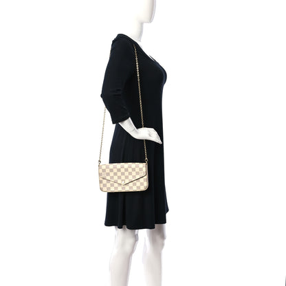 Louis Vuitton Damier Azur Pochette Felicie Chain Wallet Rose Ballerine 2 of 12