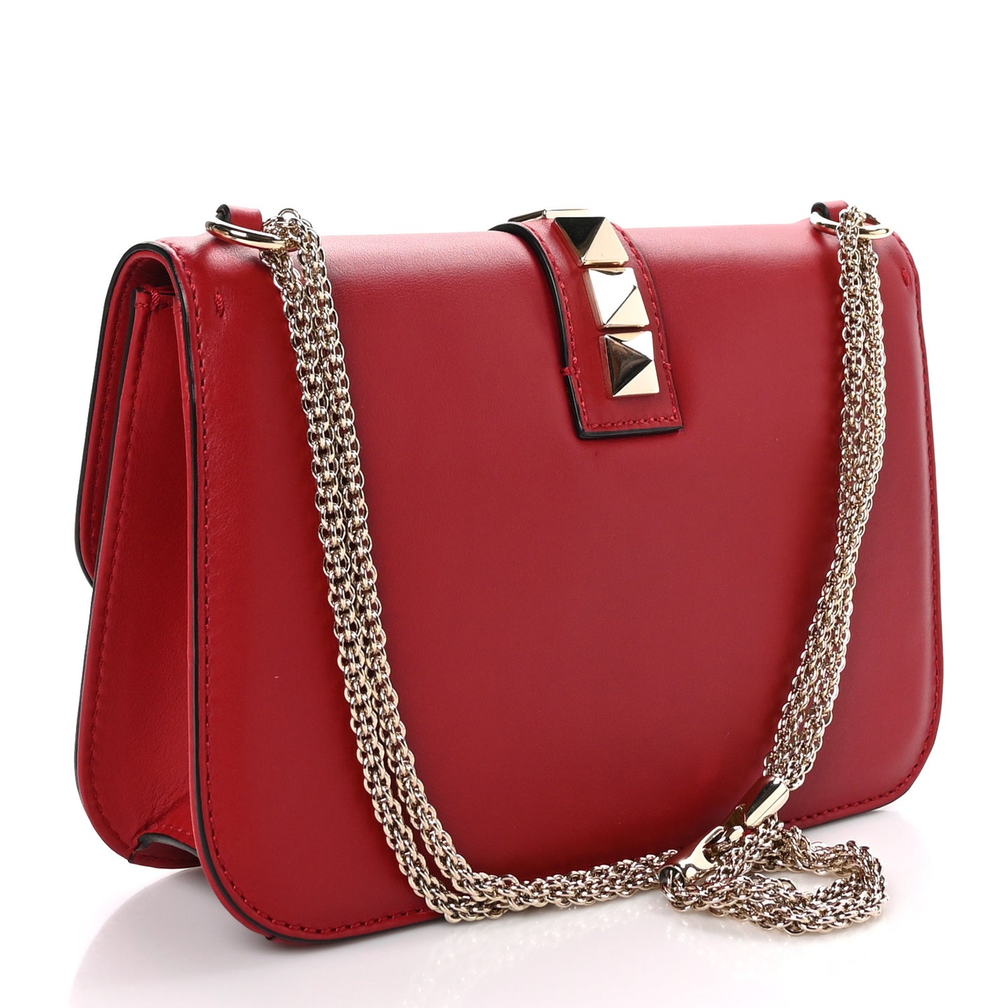 Vitello Medium Glam Lock Rockstud Flap Red