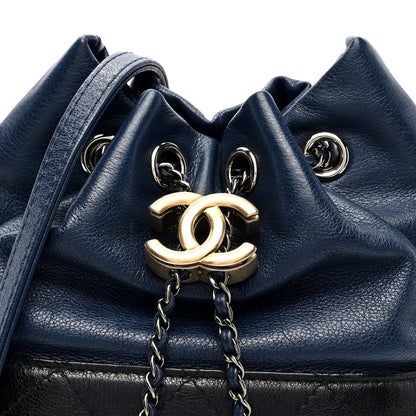 Chanel Calfskin Quilted Small Gabrielle Bucket Navy Blue Black 8 of 10