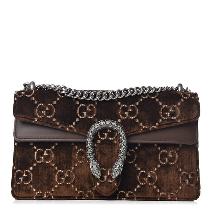 Gucci Velvet Moon Calfskin Crystal GG Monogram Small Dionysus Shoulder Bag Brown Vintage Cocoa Black Diamond 1 of 12