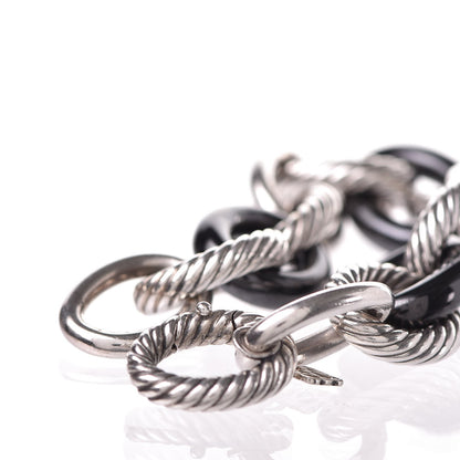 David Yurman Sterling Silver Black Ceramic 17mm Extra Large Oval Link Bracelet 4 of 5