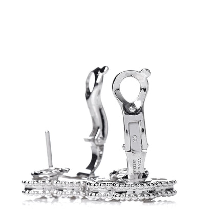 Van Cleef & Arpels 18K White Gold Mother of Pearl Vintage Alhambra Earrings 4 of 5