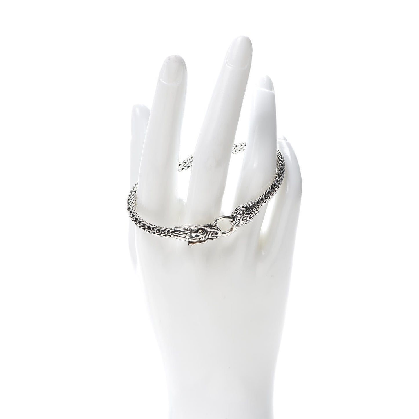 Sterling Silver 18K Yellow Gold 5mm Naga Dragon Station Bracelet