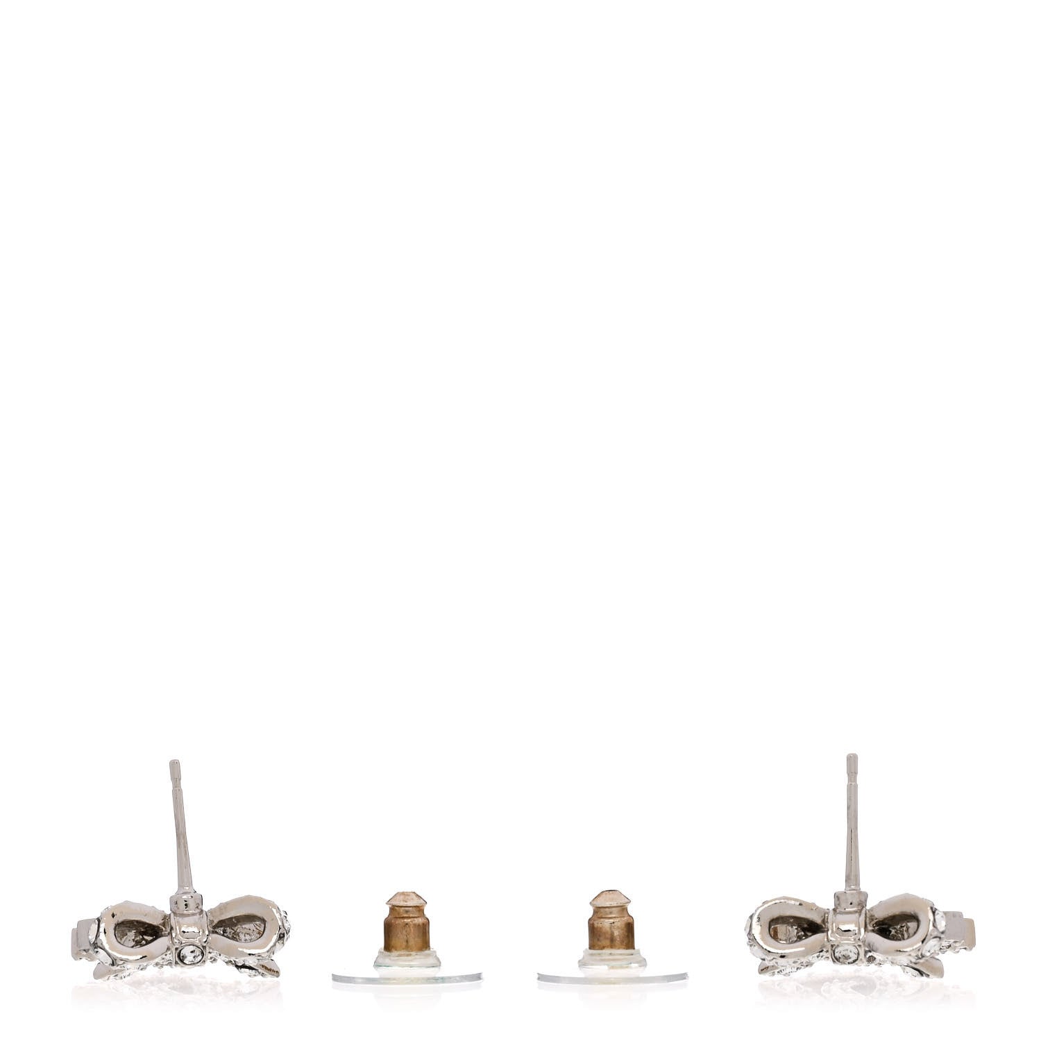 Chanel Crystal CC Bow Dangle Earrings Silver 3 of 5