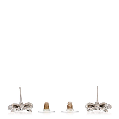 Chanel Crystal CC Bow Dangle Earrings Silver 3 of 5