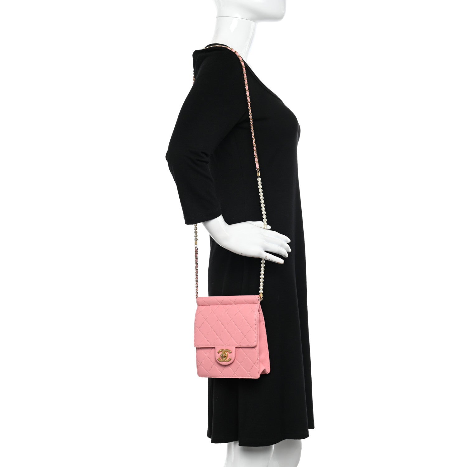 Chanel Lambskin Quilted Chic Pearls Flap Pink 2 of 11