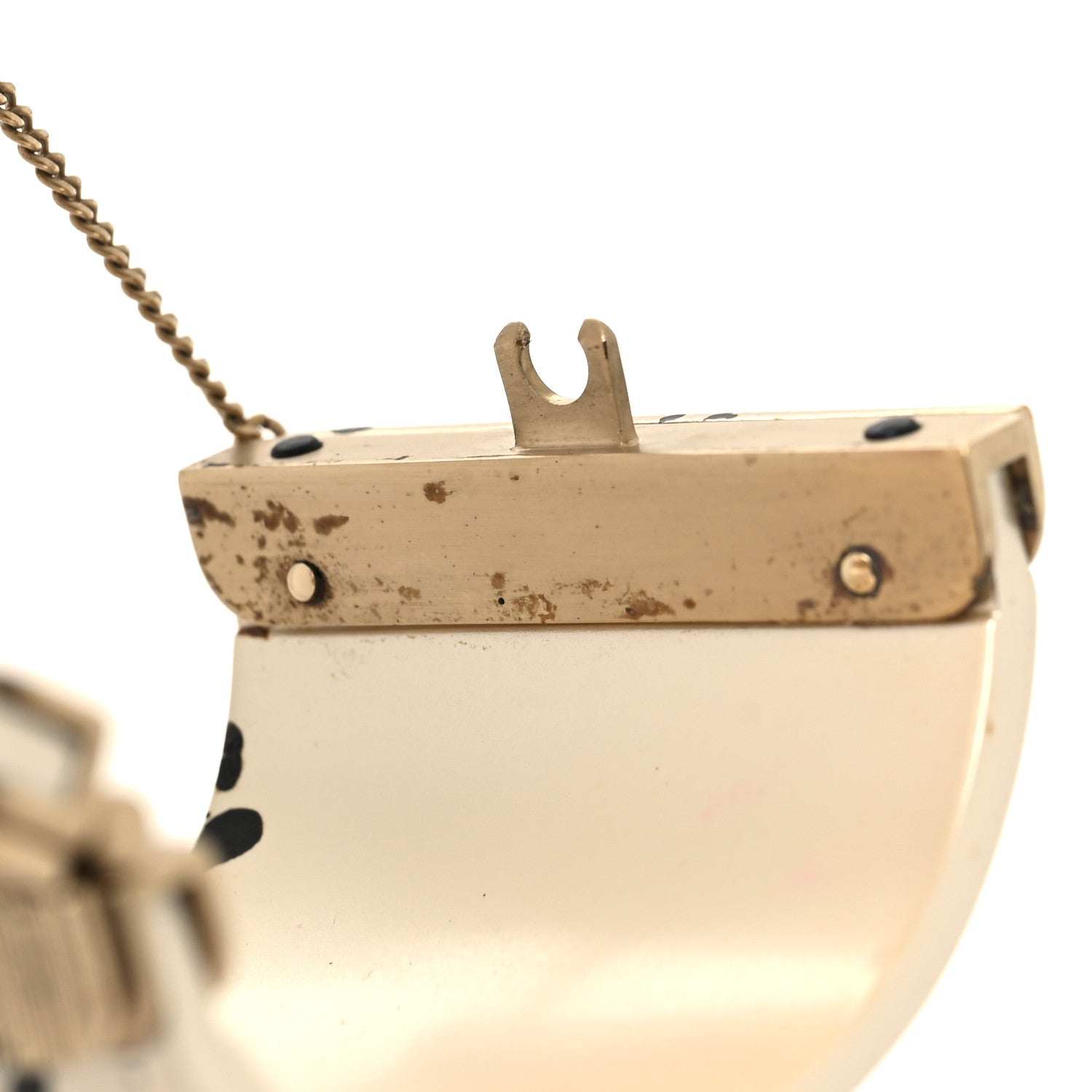 Chanel Matte Jackson Pollock Splattered Paint CC Cuff Ivory 4 of 5