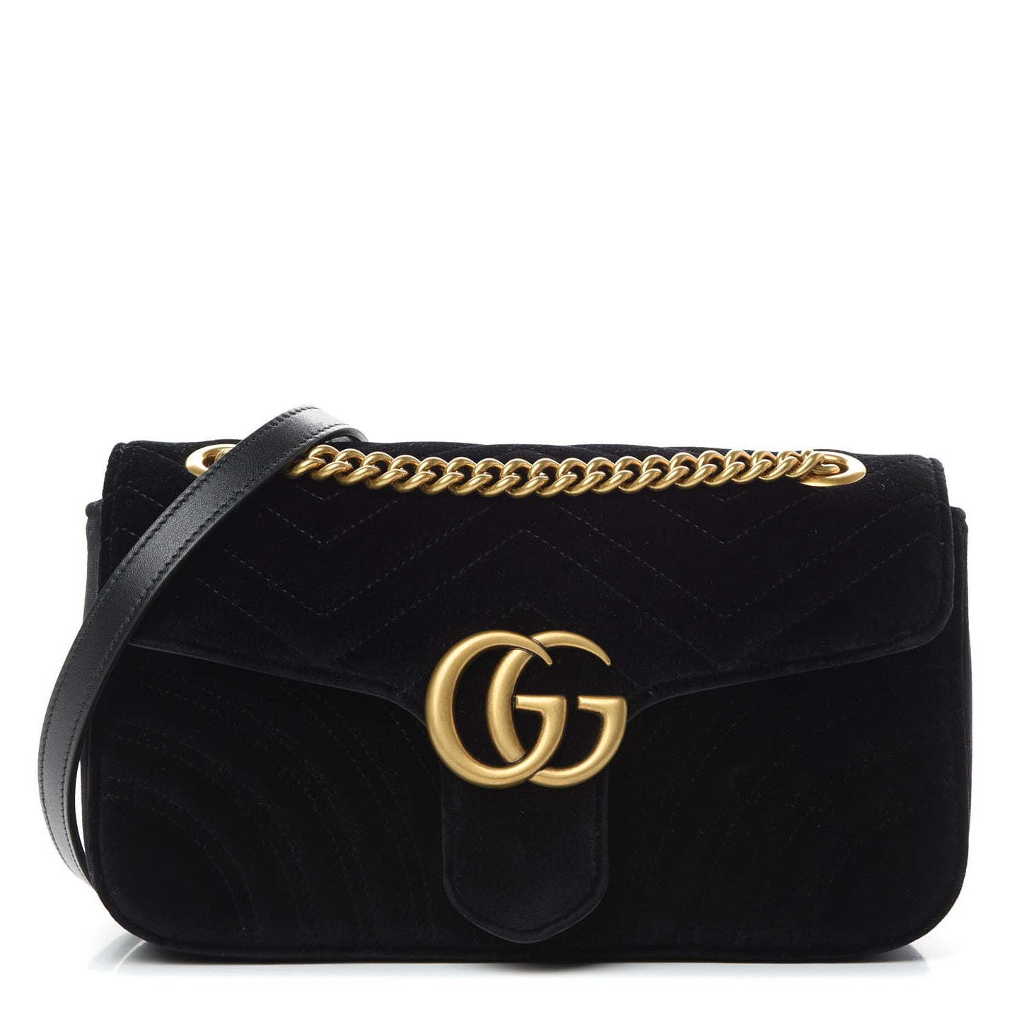 Velvet Matelasse Small GG Marmont Shoulder Bag Black