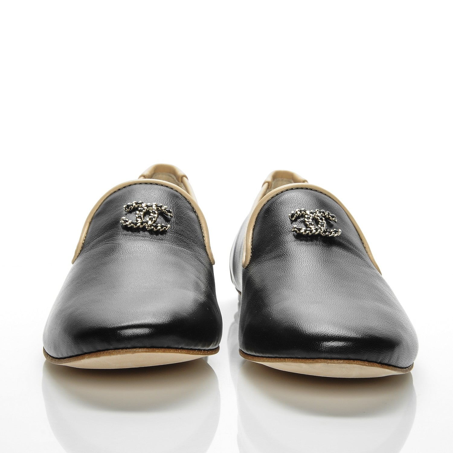 Chanel Lambskin CC Loafers 36.5 Black 2 of 7