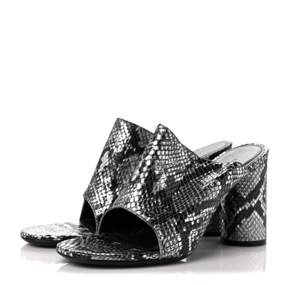 Balenciaga Kidskin Snake Effect Oval 90mm Mule Pump 36 Silver 3 of 8
