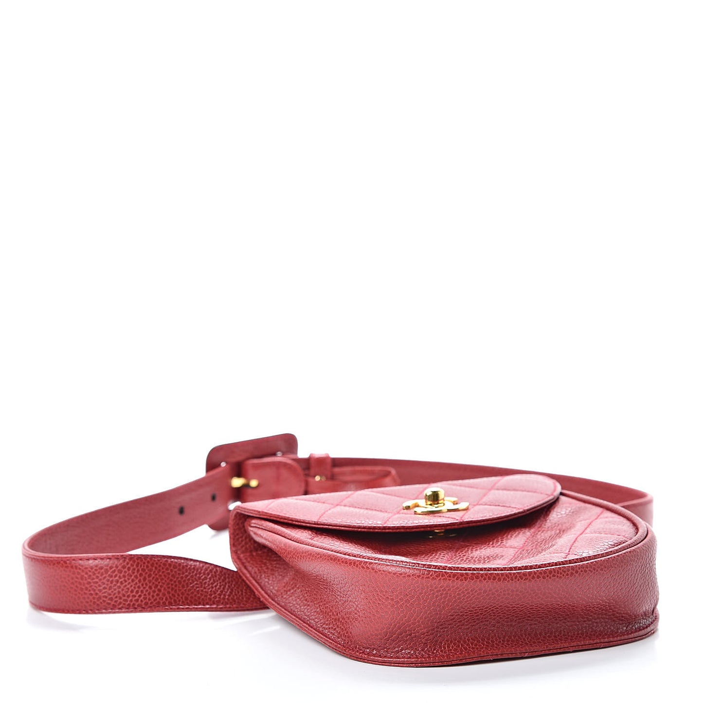 Caviar Quilted Flap Waist Belt Bag 75 30 Red