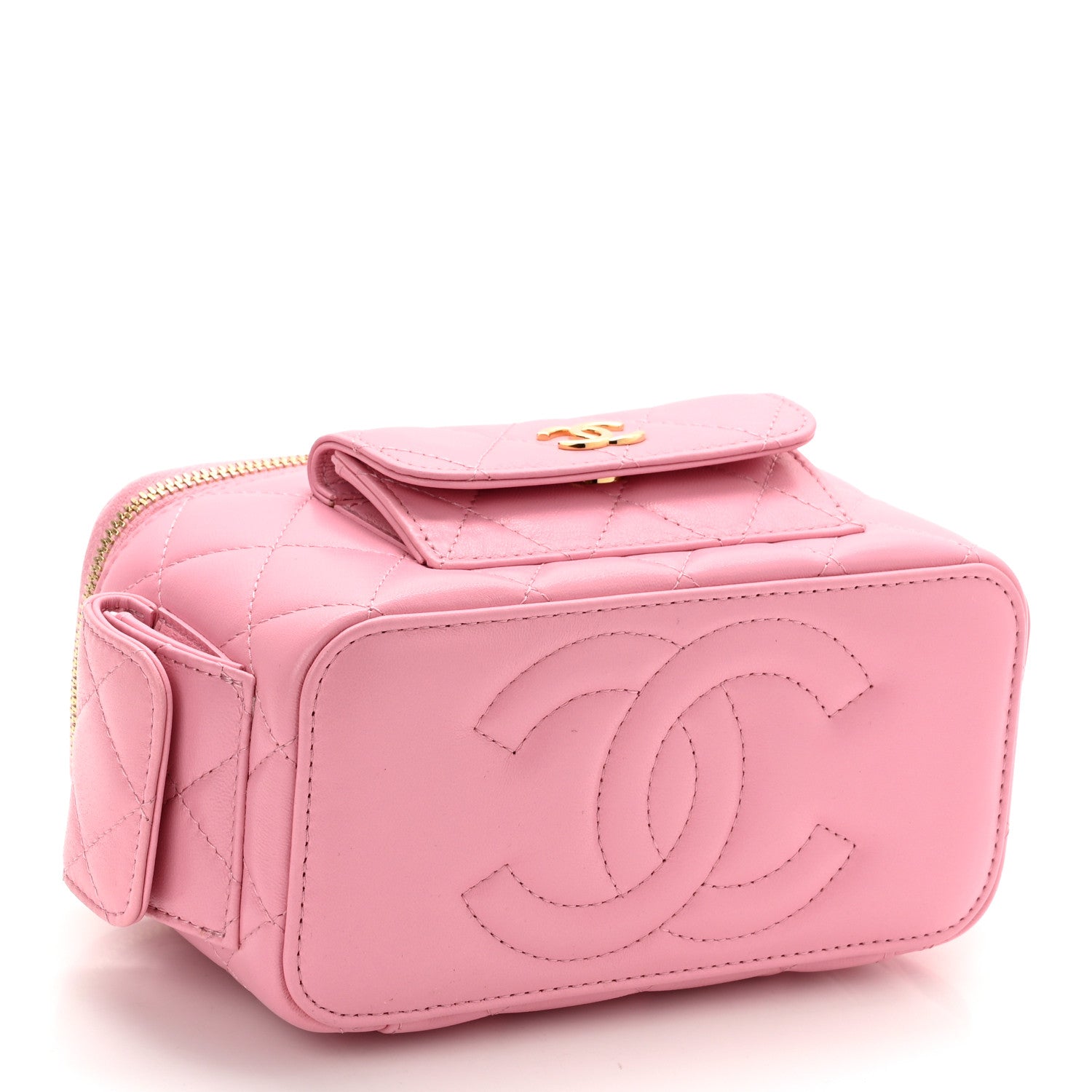 Chanel Lambskin Quilted Polly Pocket East West Top Vanity With Chain Pink 4 of 12